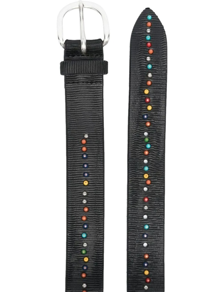 Orciani Cinturón negro cortado con Láser remaches multicolor