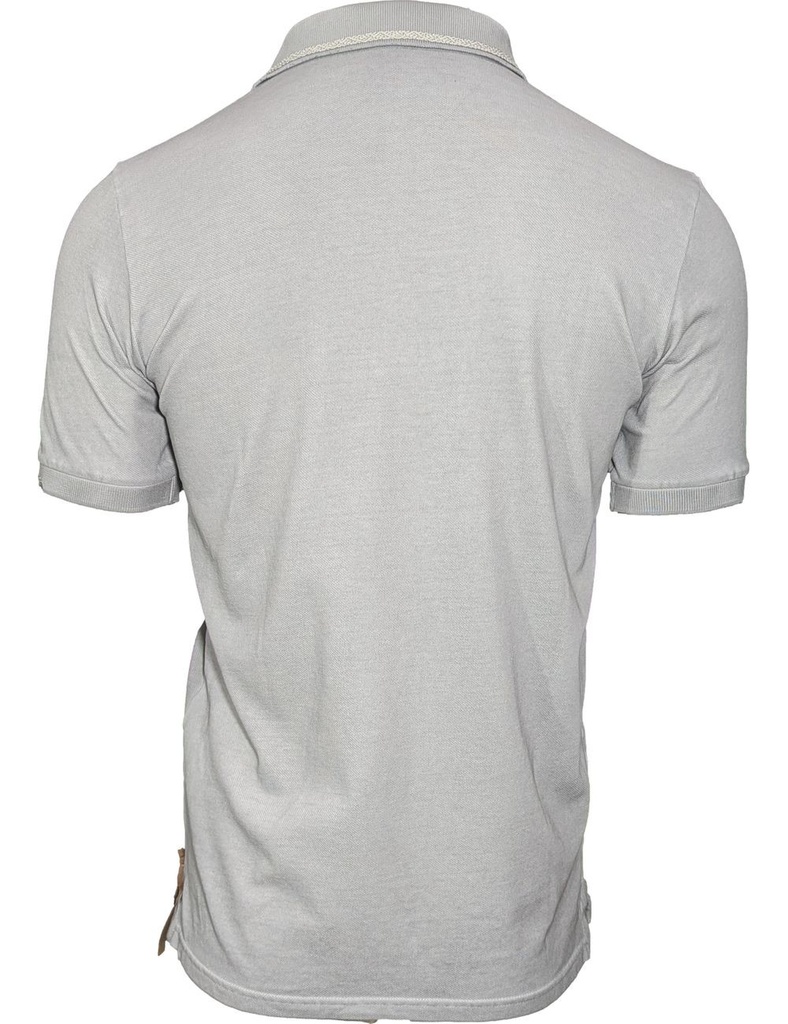 BOB polo manga corta gris con bordados airbrush dyed