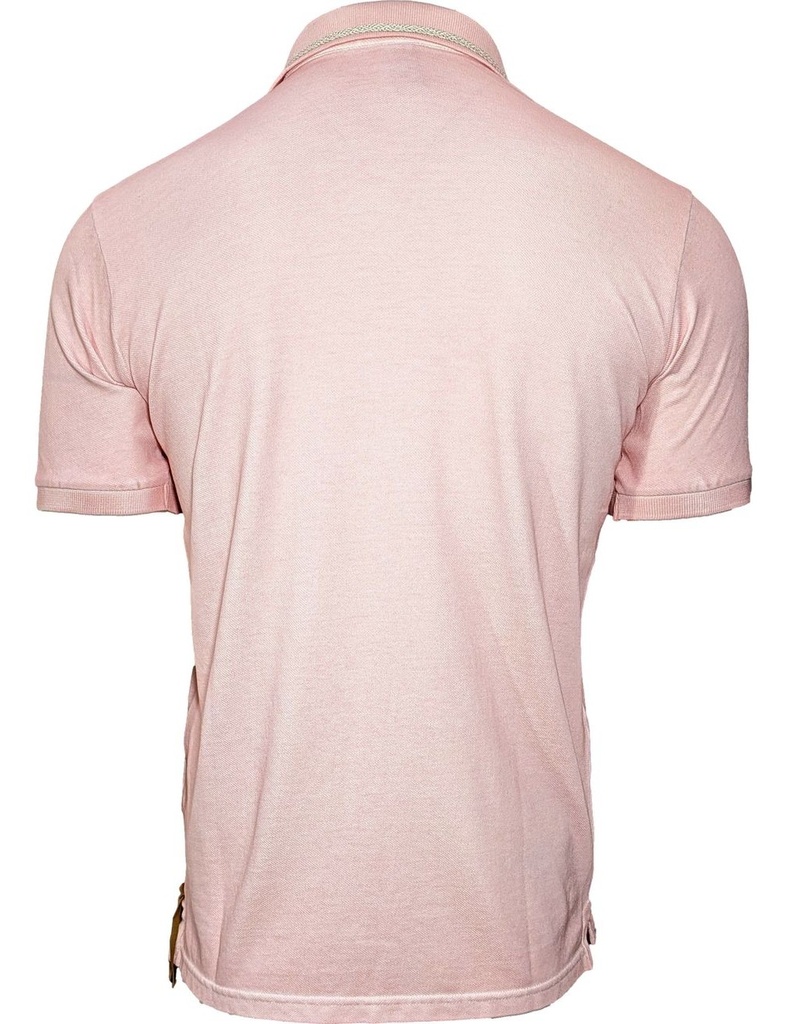 BOB polo manga corta rosa con bordados airbrush dyed