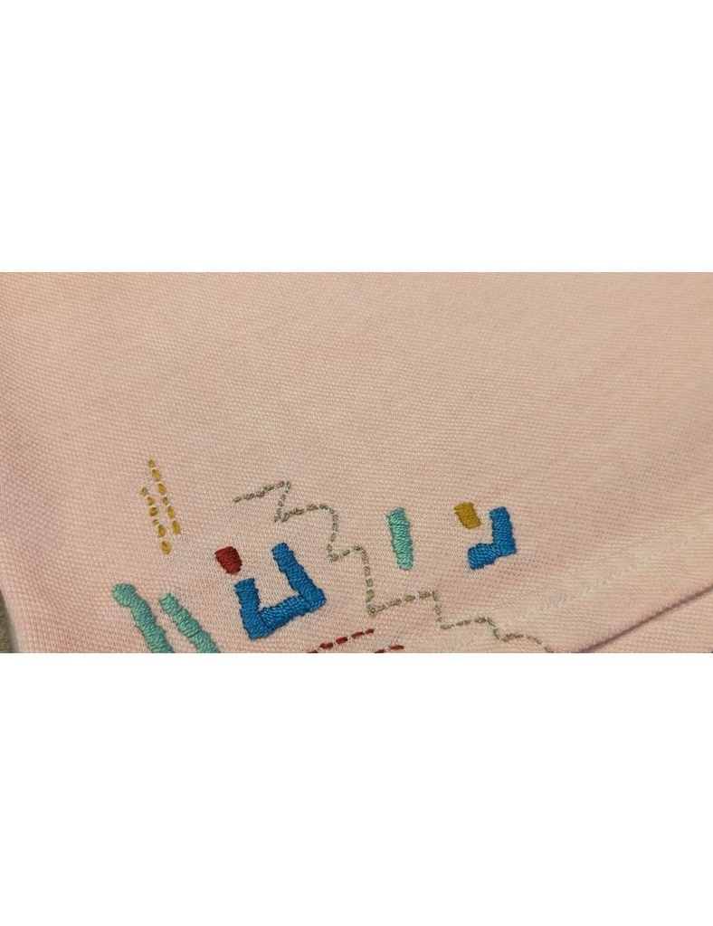 BOB polo piqué manga corta rosa con bordados y piedras