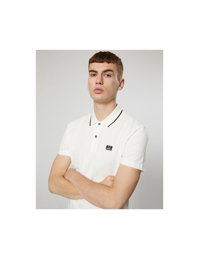 CP COMPANY STRETCH POLO BLANCO CONTRASTE EN CUELLO