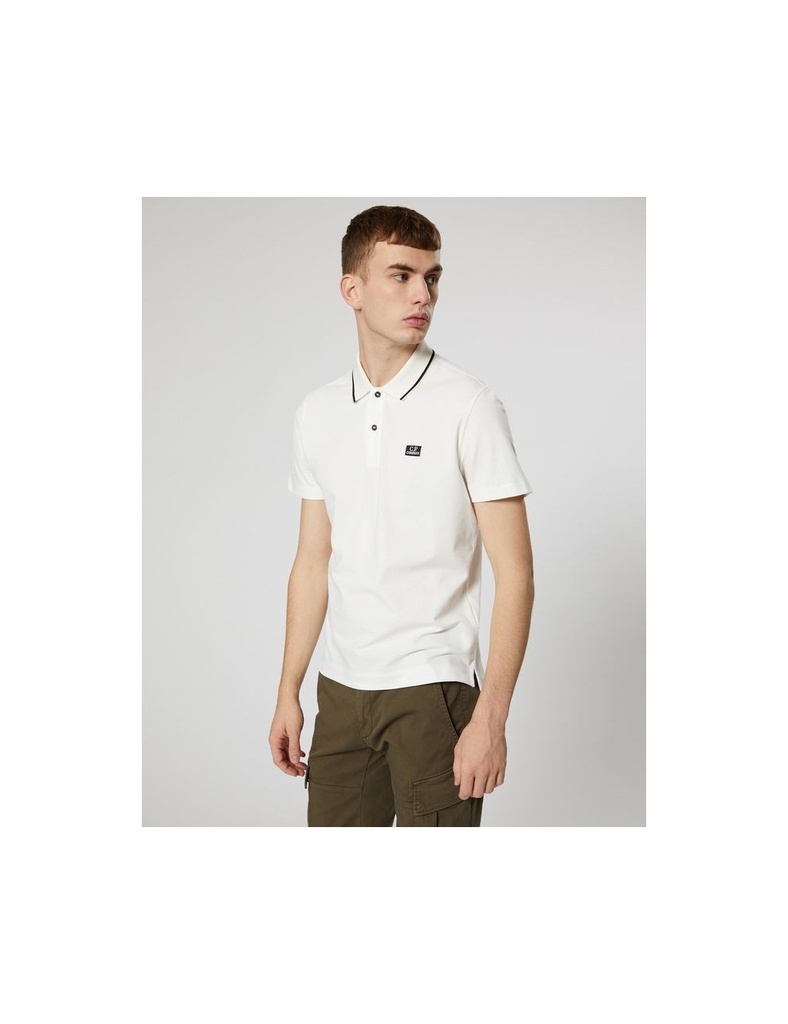 CP COMPANY STRETCH POLO BLANCO CONTRASTE EN CUELLO