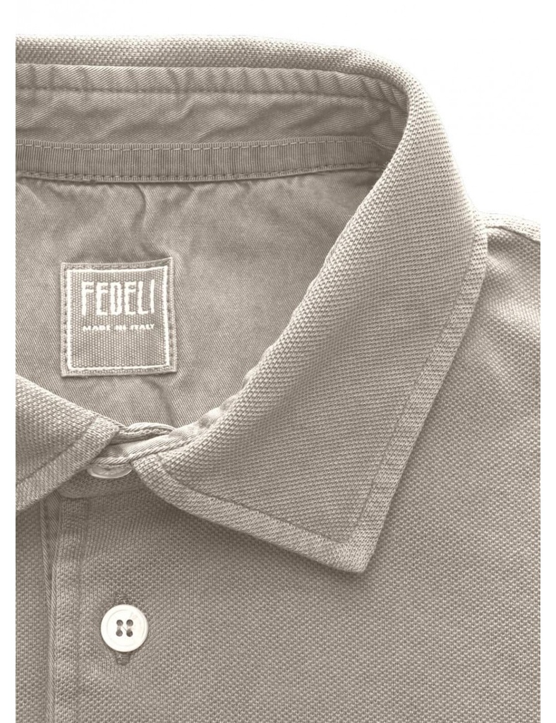 FEDELI Polo North Manga Corta piqué Gris claro
