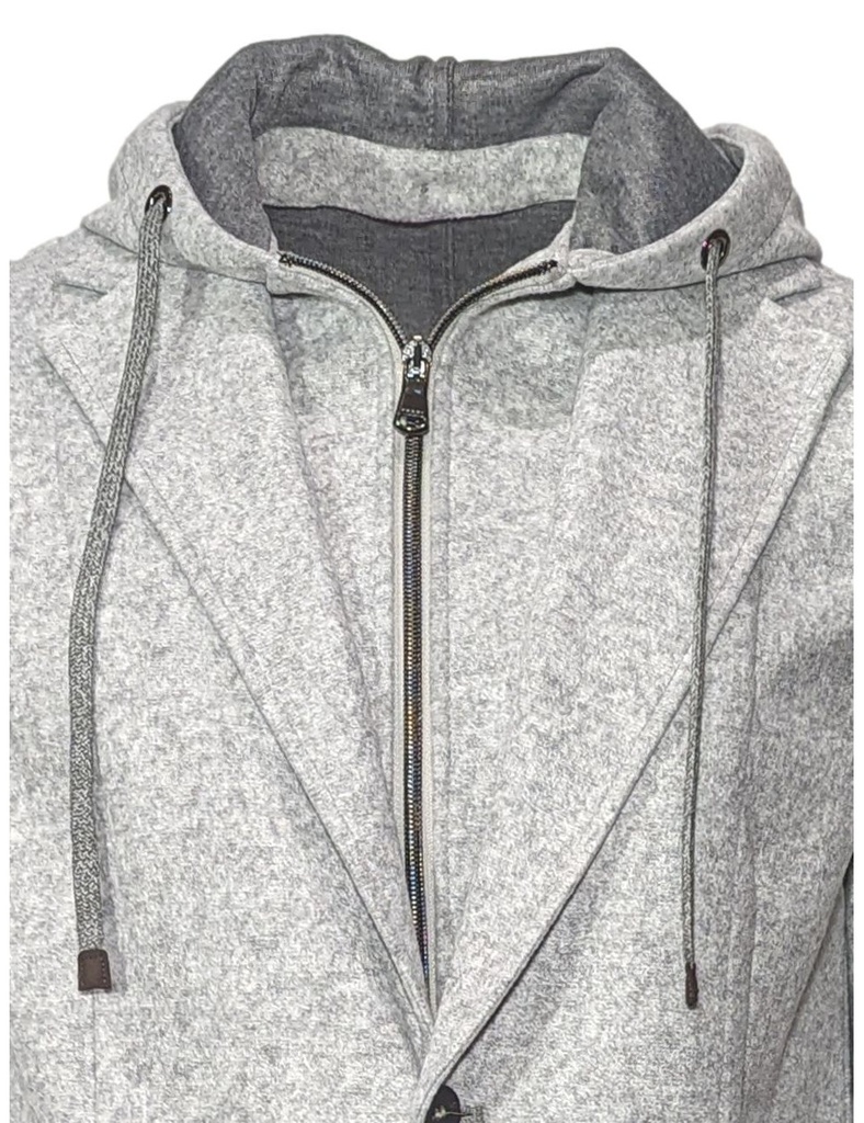 Fradi chaqueta sport con cortavientos y capucha desmontable gris tejido jersey