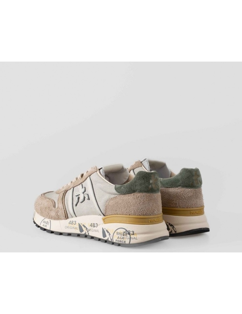 Premiata Lander color beige talonera verde