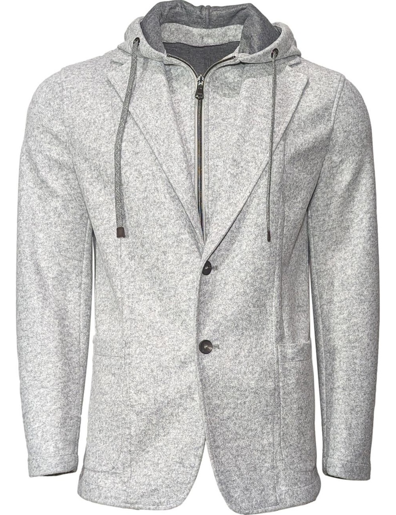 Fradi chaqueta sport con cortavientos y capucha desmontable gris tejido jersey