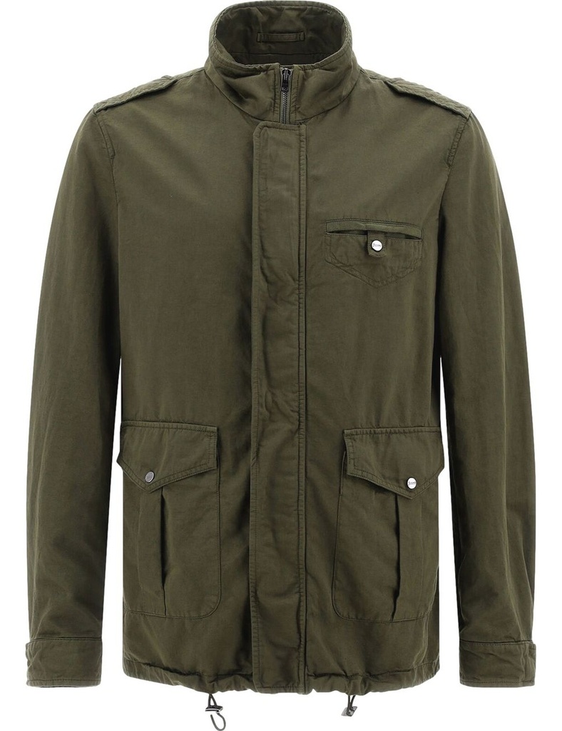 HERNO Nueva Field Jacket verde militar algodón-lino