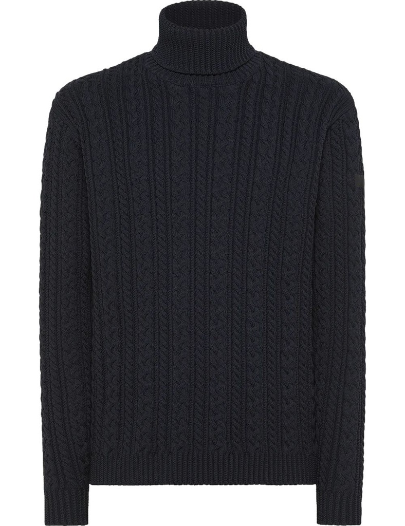 RRD Jersey punto ochos cuello vuelto negro