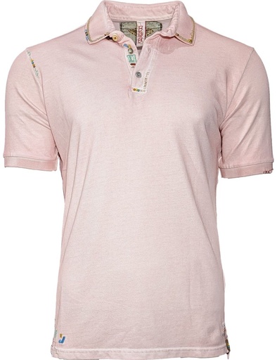 BOB polo piqué manga corta rosa con bordados y piedras