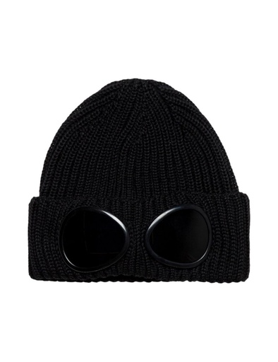 CP COMPANY Gorro lana merino negro con gafas