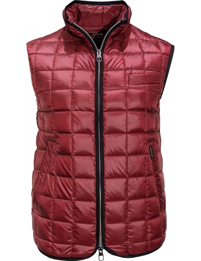 Montecore chaleco plumas rojo burdeos