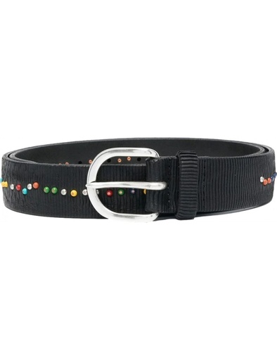 Orciani Cinturón negro cortado con Láser remaches multicolor