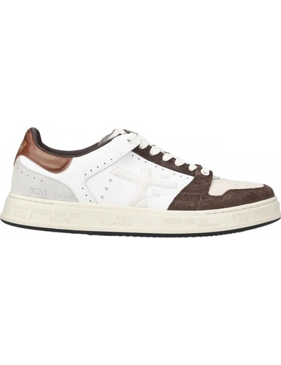 Premiata zapatillas QUINN piel blancas blanco con contrastes marrones
