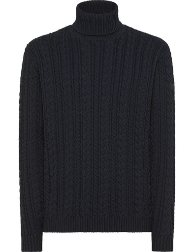 RRD Jersey punto ochos cuello vuelto negro