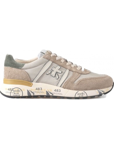 Premiata Lander color beige talonera verde